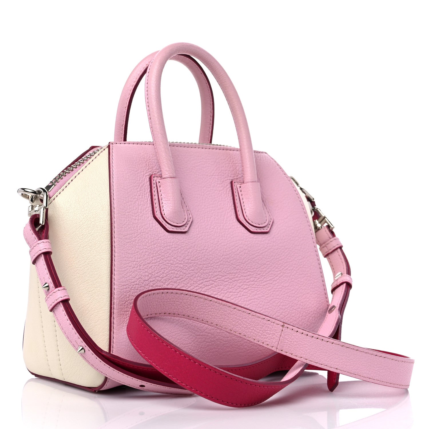 Givenchy Sugar Goatskin Mini Tri-Color Antigona Bright Pink White Fuchsia 3 of 10