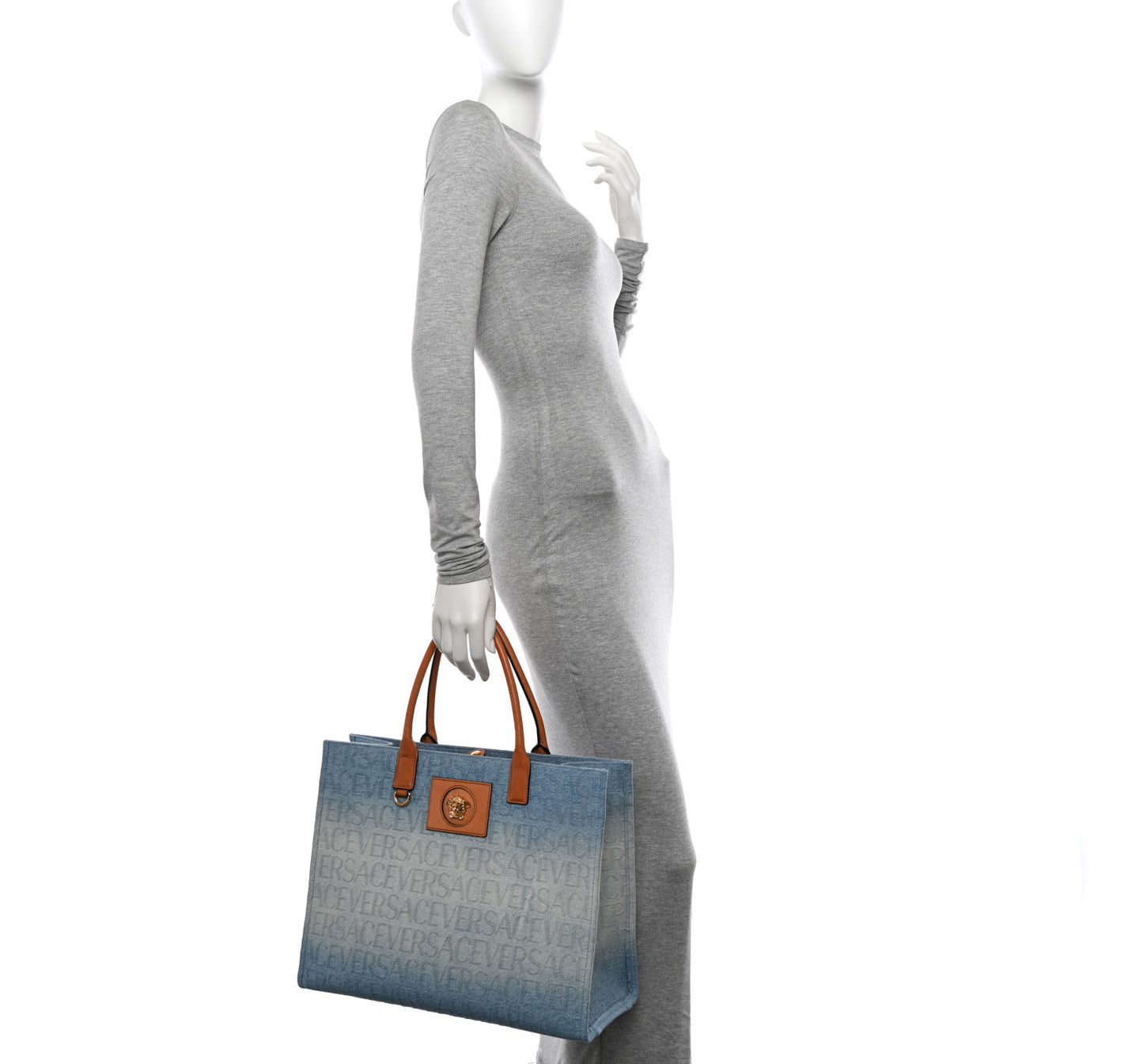 Jacquard Canvas Large Allover Medusa Tote Blue