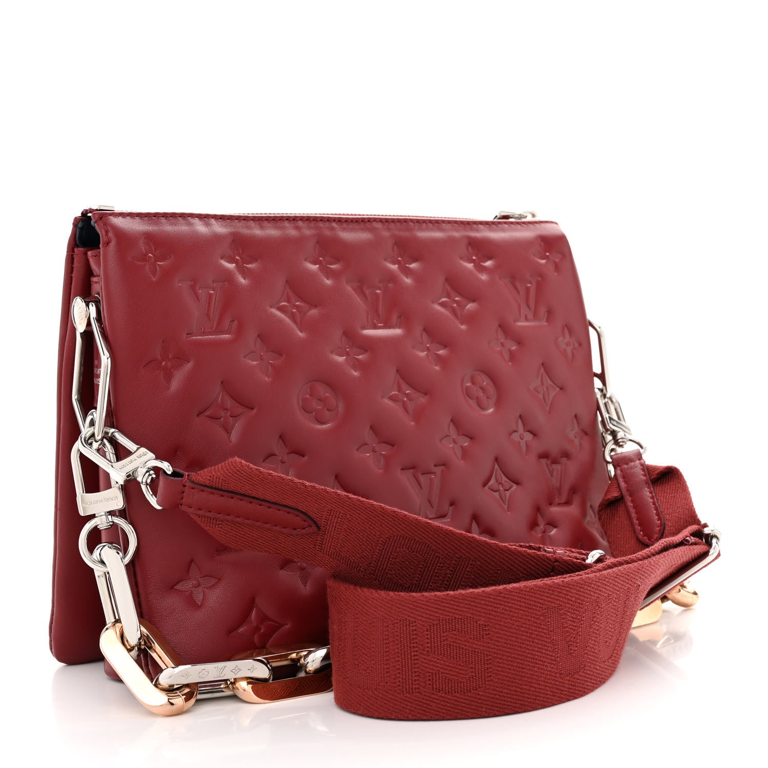 Louis Vuitton Lambskin Embossed Monogram Coussin PM Wine 3 of 11