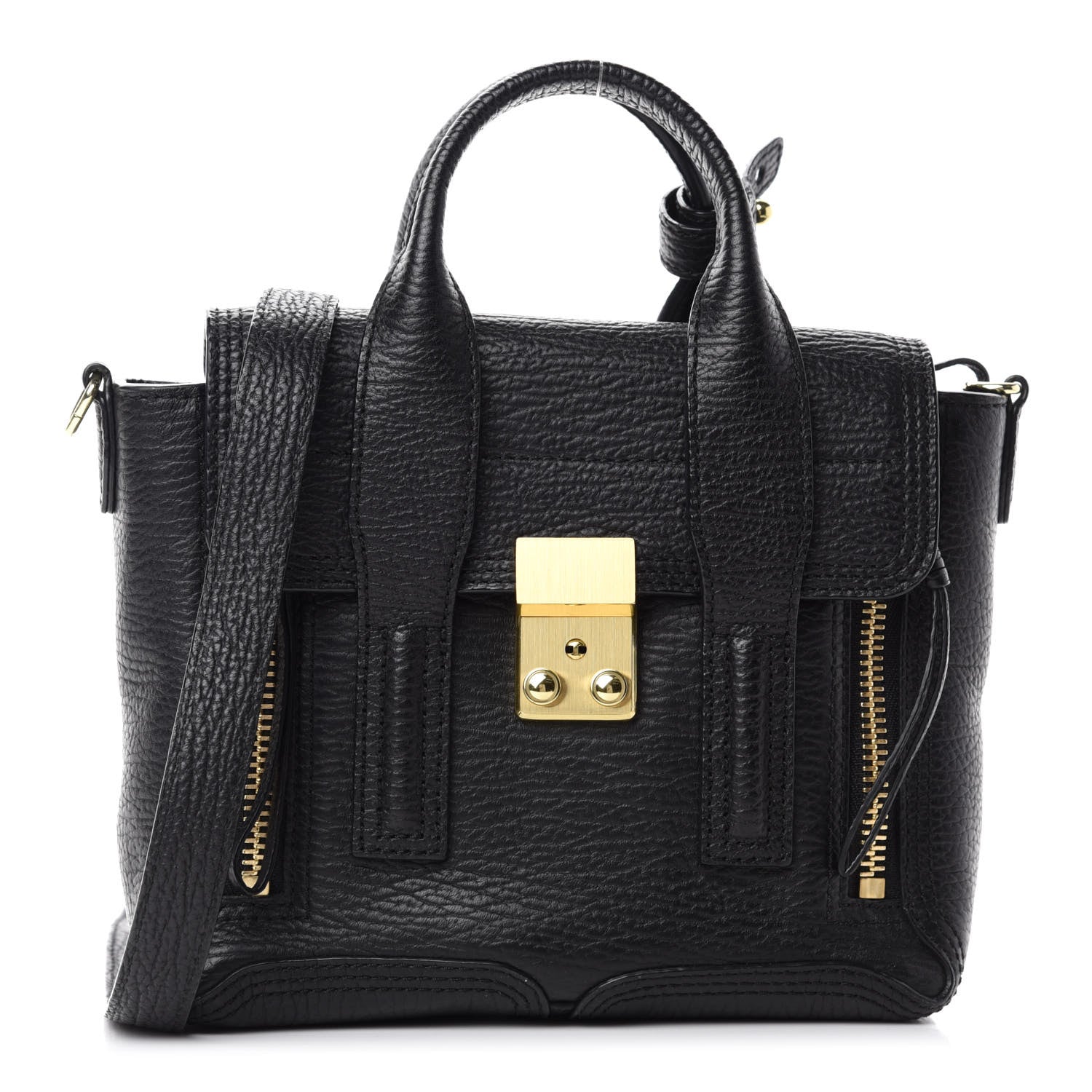 3.1 Phillip Lim Textured Calfskin Mini Pashli Satchel Black 1 of 11