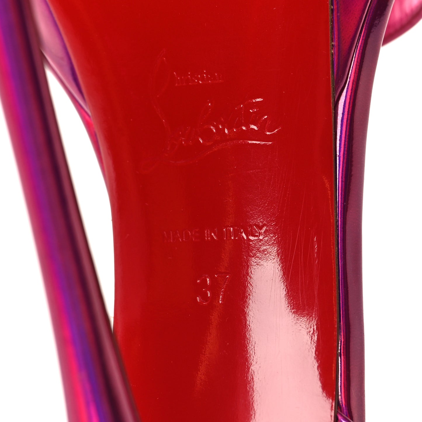 Patent Psychic Loubi Queen Alta 150 Platform Sandals 37 Fuxia