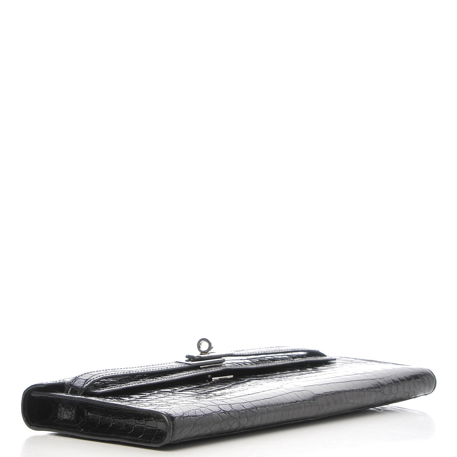 Hermes Shiny Niloticus Crocodile Kelly Cut Pochette Black 4 of 21