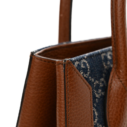 Gucci New Denim GG Monogram Dollar Calfskin Medium Jackie 1961 Tote Blue Tea Cuir Epilog 13 of 19