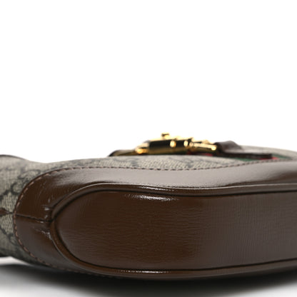 Gucci GG Supreme Monogram Azalea Calfskin Web Mini Jackie 1961 Hobo Beige Ebony Brown Sugar 16 of 18