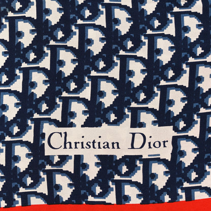 Christian Dior Silk Monogram Scarf Navy Red 2 of 4