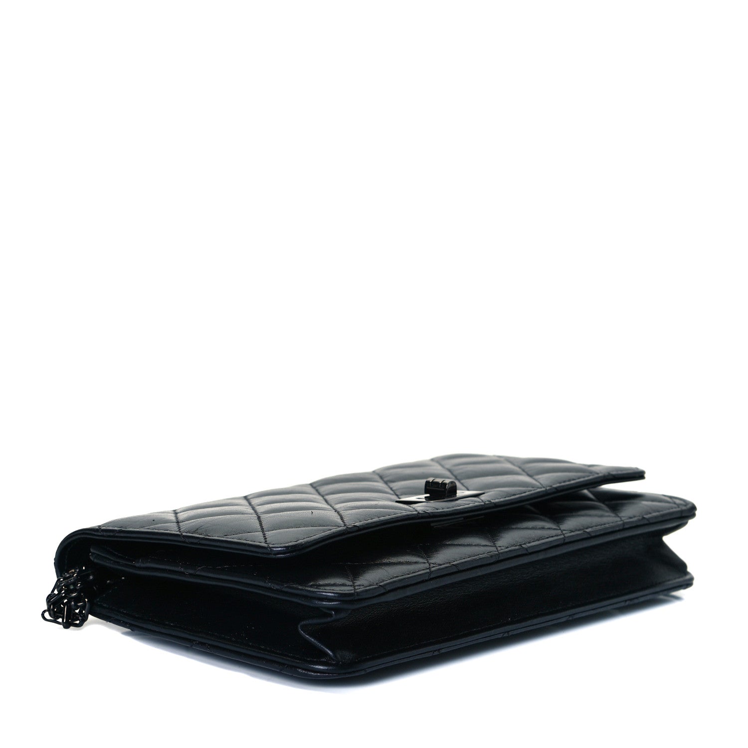 Chanel Aged Calfskin Quilted Reissue Wallet On Chain WOC So Black 4 of 8