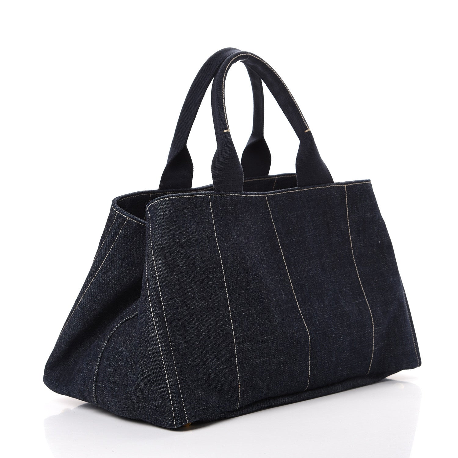 Prada Denim Logo Tote Blue Rosso 2 of 9