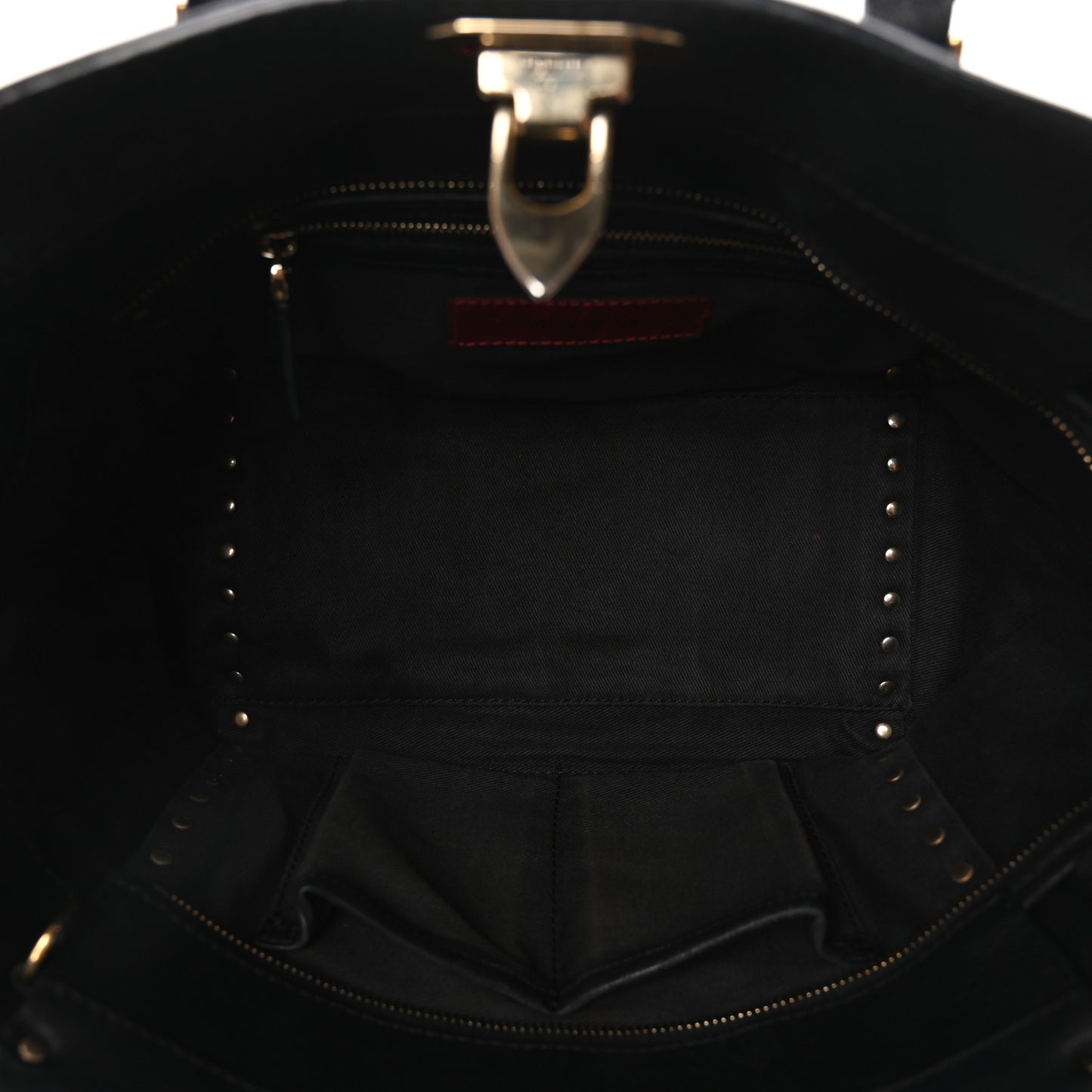 Vitello Small Rockstud Double Handle Tote Black