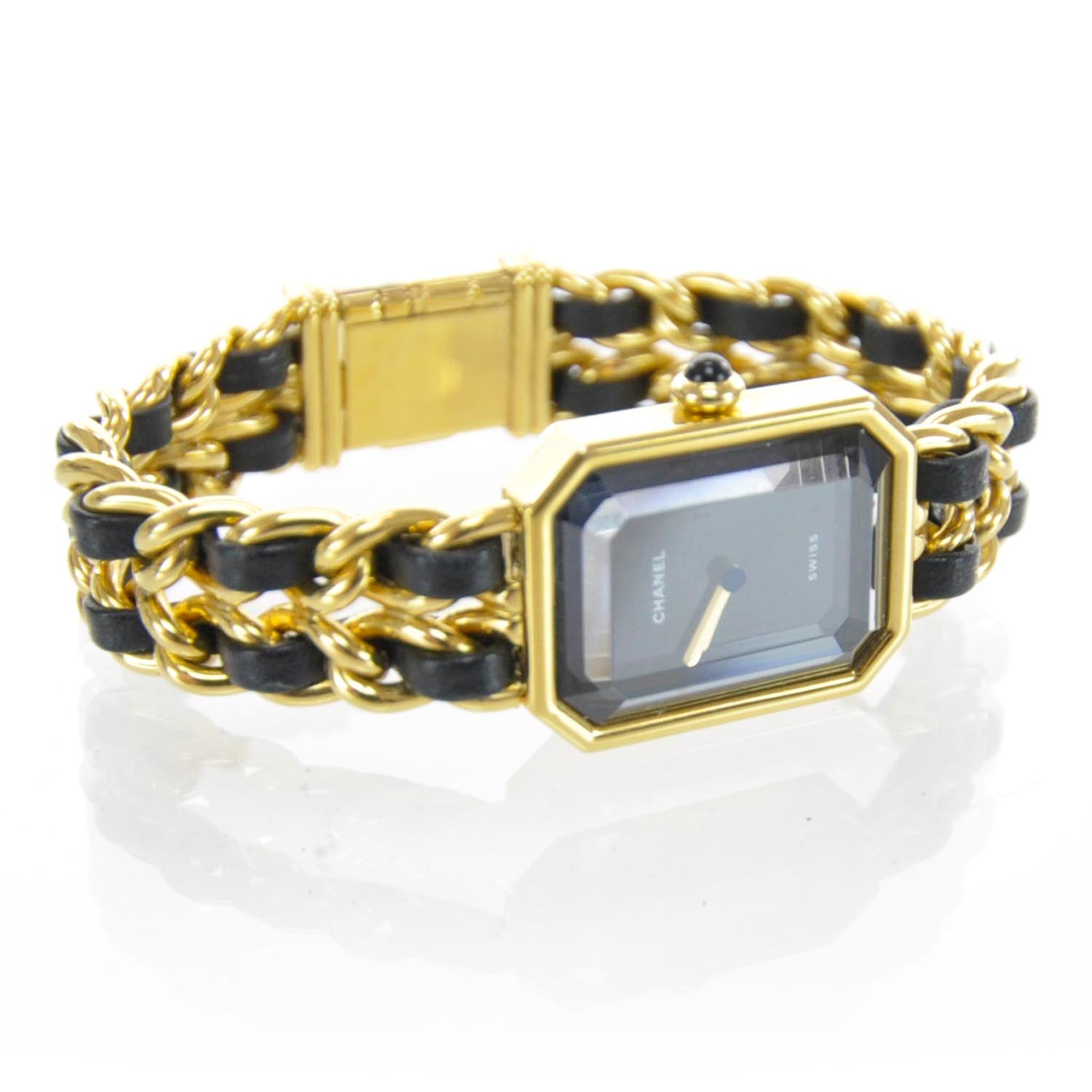 Chanel Stainless Steel Lambskin 20mm Chain Premiere Quartz Watch Gold M 2 of 8