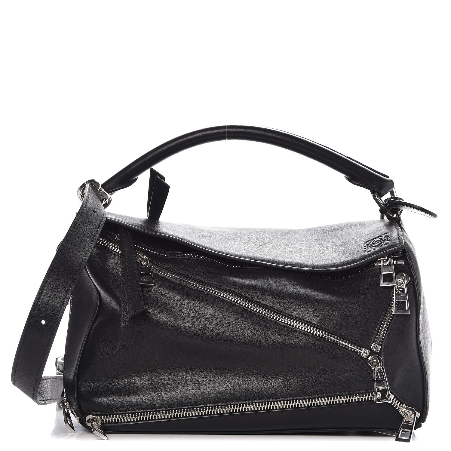 Loewe Calfskin Zipper Puzzle Bag Black 1 of 8