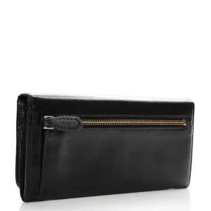 Prada Saffiano Continental Flap Wallet Nero Black 3 of 12