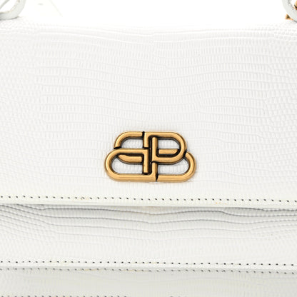 Balenciaga Patent Calfskin Lizard Embossed XS Sharp Top Handle Bag White 7 of 9