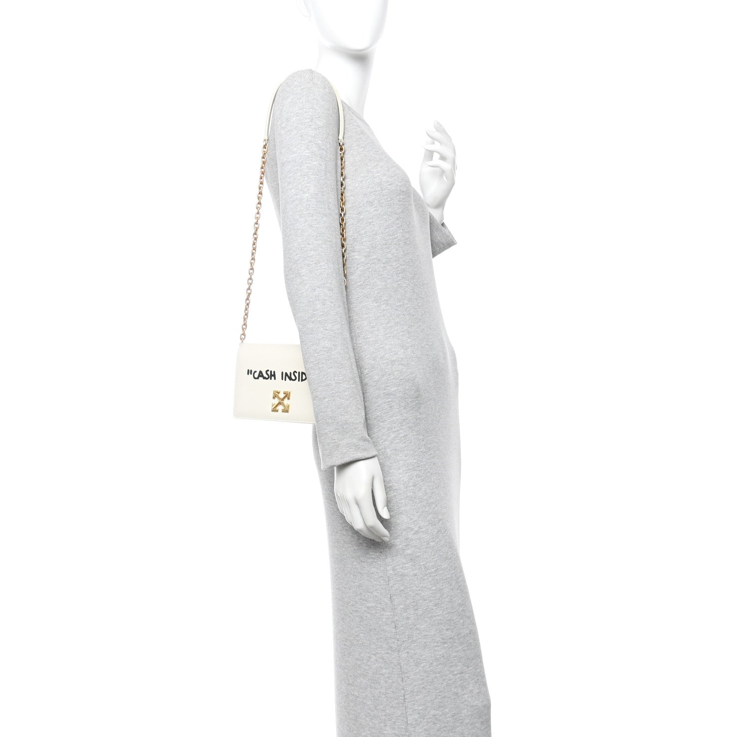Off-White Calfskin Jitney 0.5 Cash Inside Crossbody Bag White