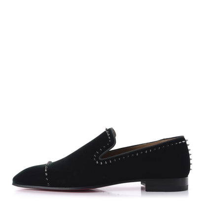 Christian Louboutin Velvet Mens Dandeton Flat Loafers 41 Vosges Dark Gunmetal 1 of 8