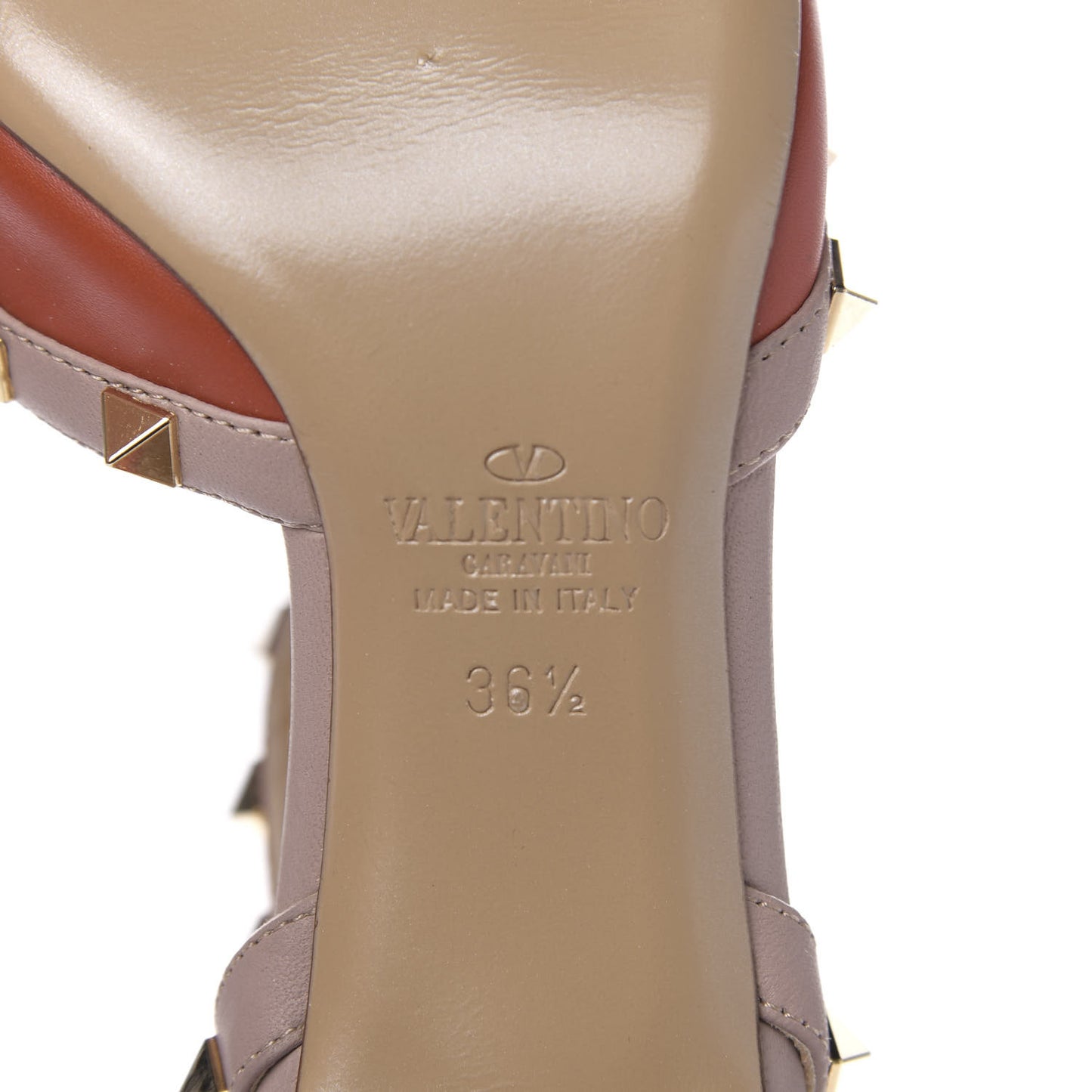 Nappa Rockstud Ankle Strap 65mm Pumps 36.5 Deep Coral Poudre