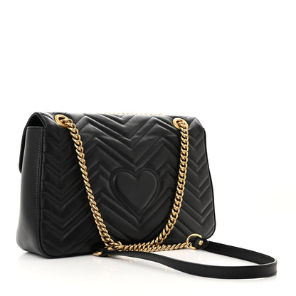 Gucci Calfskin Matelasse Animal Studs Medium GG Marmont Shoulder Bag Black 3 of 11