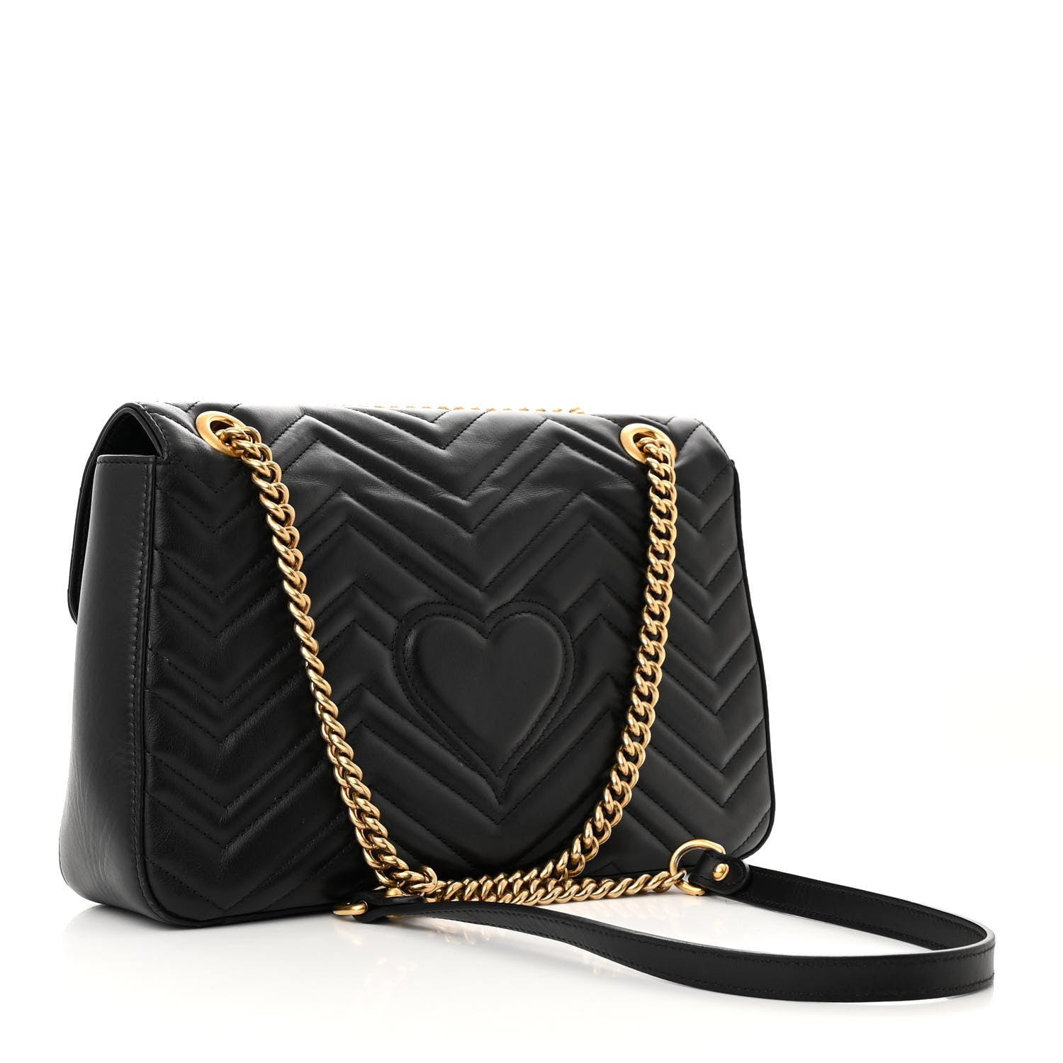 Gucci Calfskin Matelasse Animal Studs Medium GG Marmont Shoulder Bag Black 3 of 11