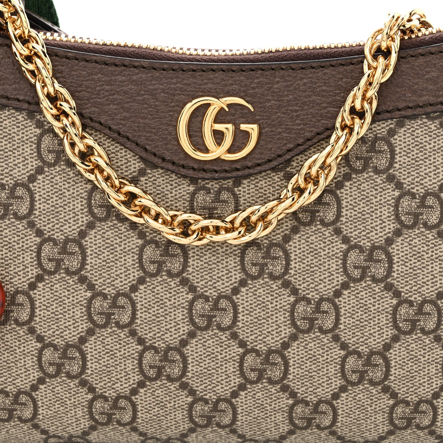 Gucci GG Supreme Monogram Textured Dollar Calfskin Web Small Ophidia GG Handbag Beige Ebony New Acero 8 of 9