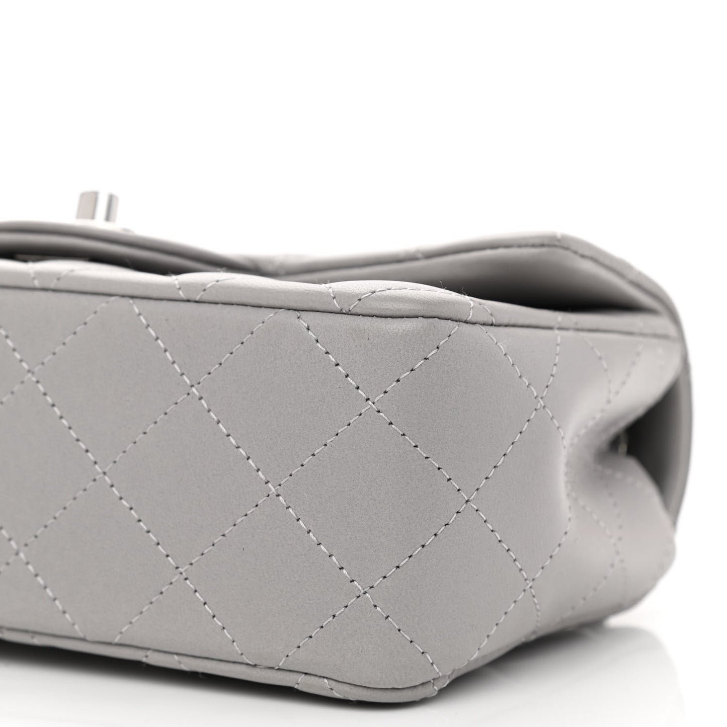 Lambskin Quilted Mini Rectangular Flap Grey