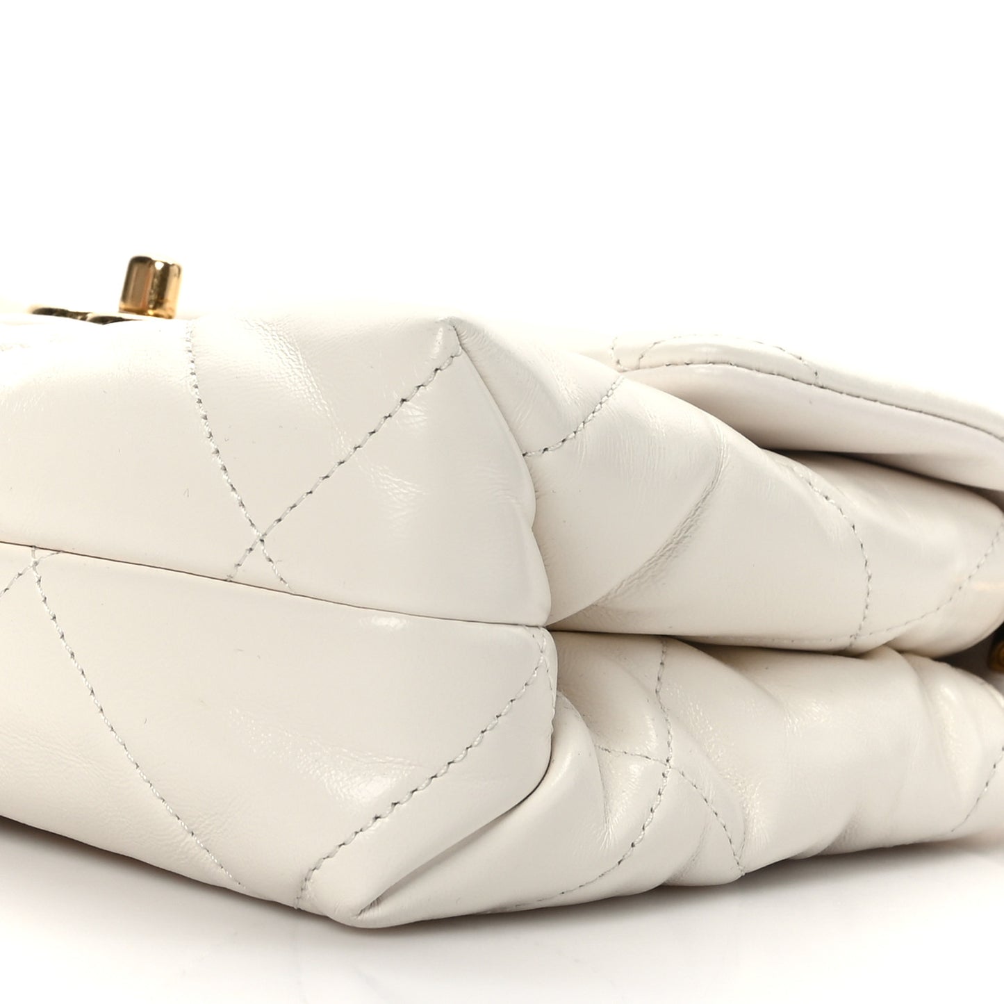Lambskin Quilted Small Chain Top Handle Flap White