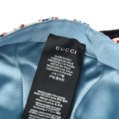 Gucci Vintage Tweed Check Baseball Hat M White Hibiscus Red Marine 5 of 5