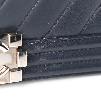 Chanel Calfskin Chevron Medium Boy Flap Navy 9 of 9