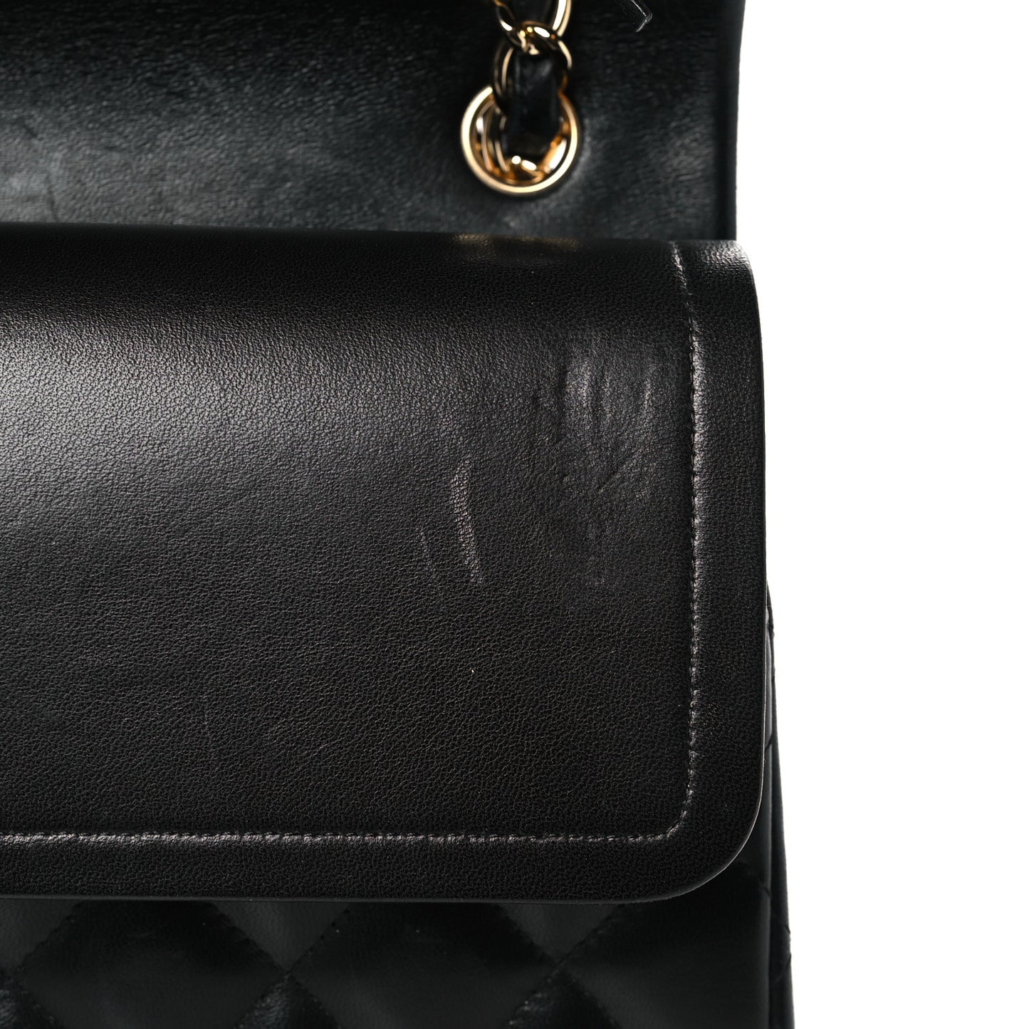 Lambskin Quilted Jumbo Double Flap Black