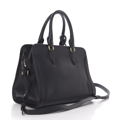 Alexander McQueen Pebbled Calfskin Small Skull Padlock Zip Around Tote Black 3 of 10