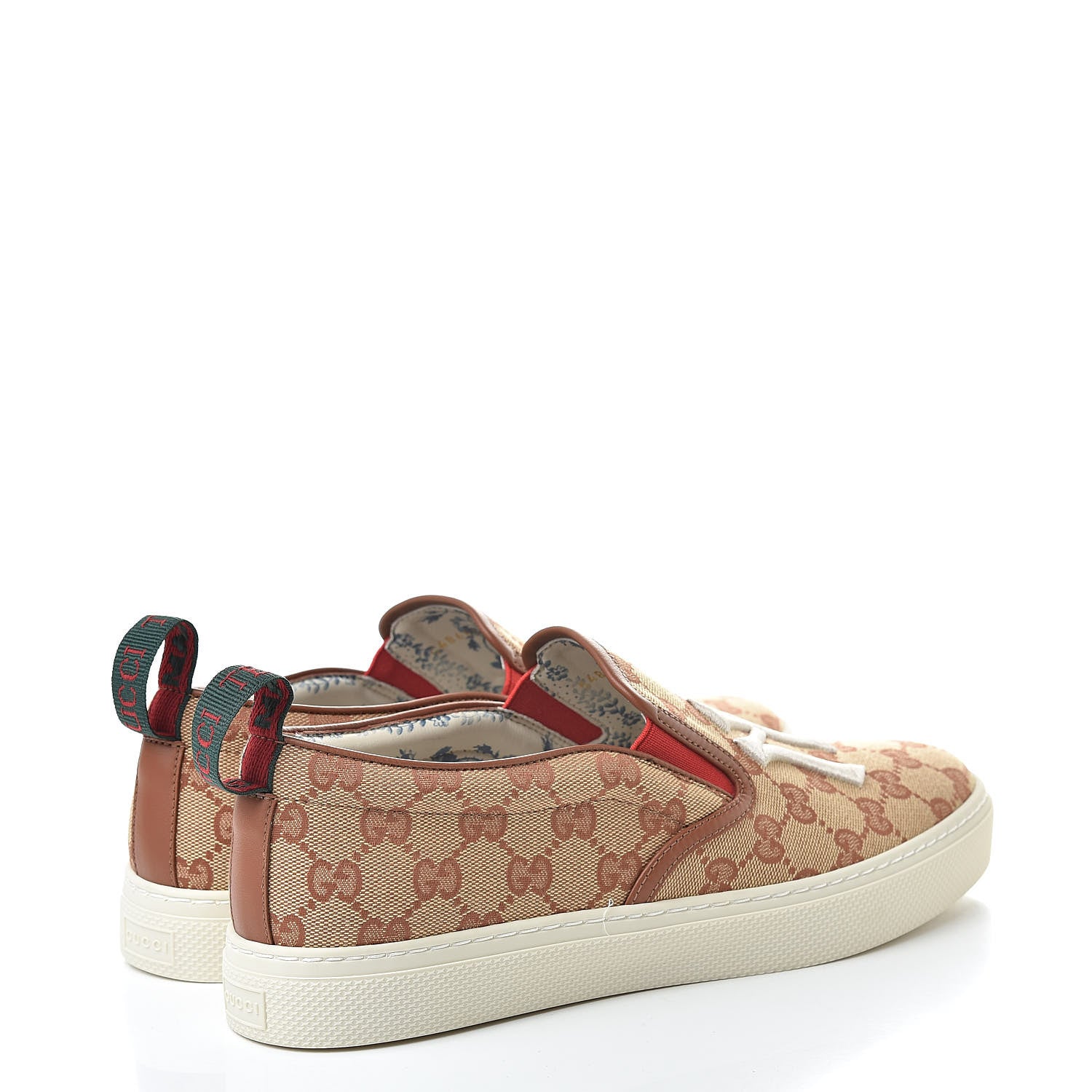 Gucci X MLB GG Monogram NY Yankees Embroidered Mens Slip On Sneakers 8 Beige Ruggine Rust 4 of 9