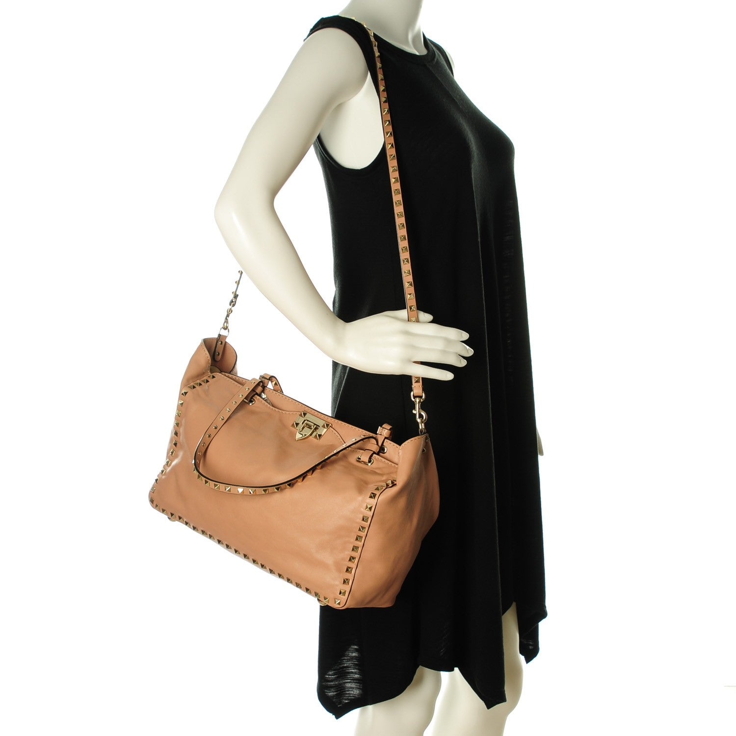 Valentino Garavani Vitello Medium Rockstud Tote Soft Noisette 2 of 8