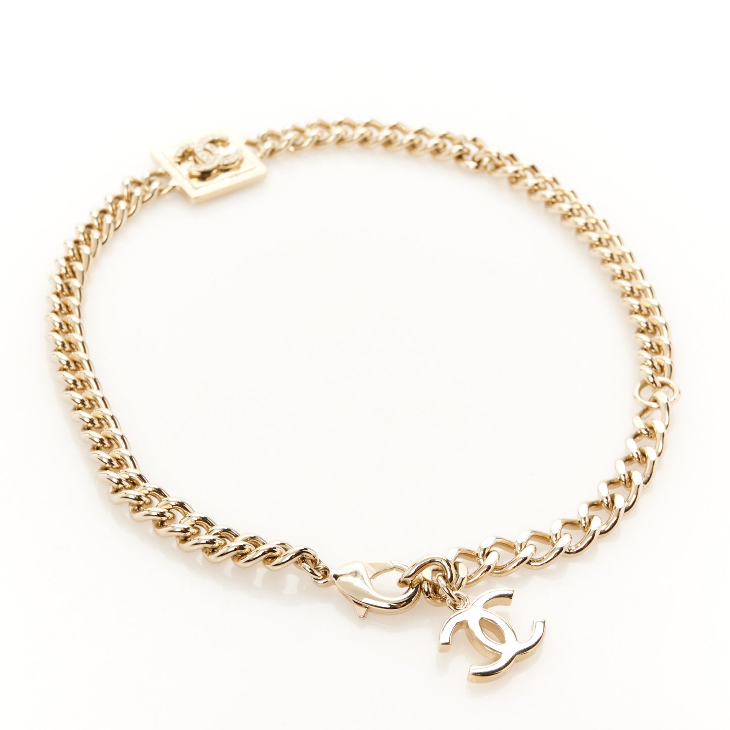 Metal Crystal CC Choker Gold