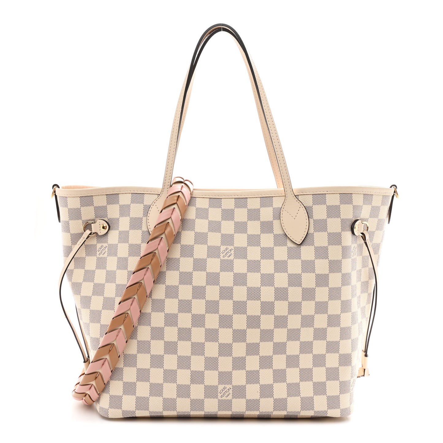 Damier Azur Braided Neverfull MM Pink
