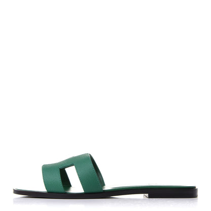 Hermes Epsom Oran Sandals 40.5 Vert Emeraude 1 of 9