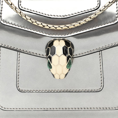 Bulgari Metallic Calfskin Small Serpenti Forever Snake Strap Crossbody Bag Silver 8 of 11