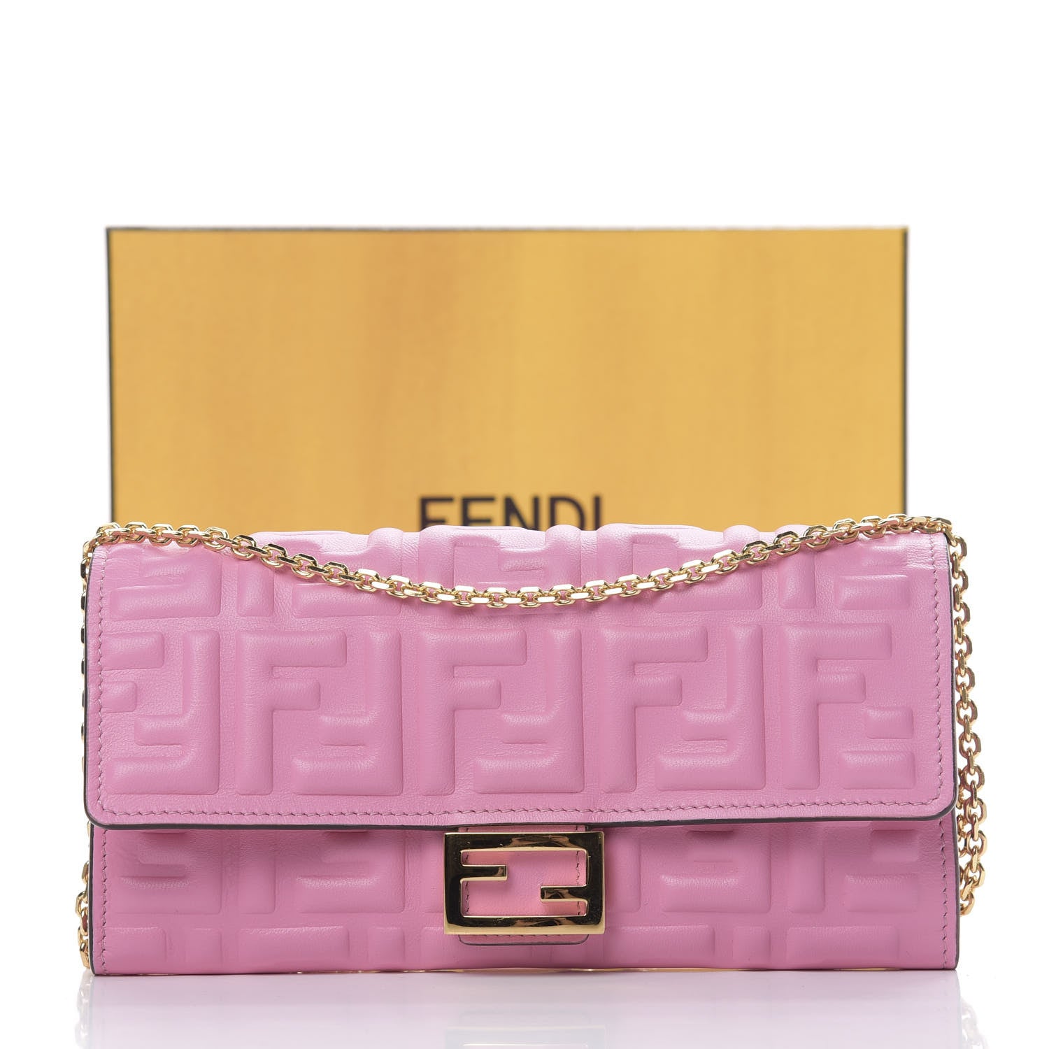 Fendi Nappa Matisse FF Embossed Continental Wallet On Chain Lollypop 12 of 12