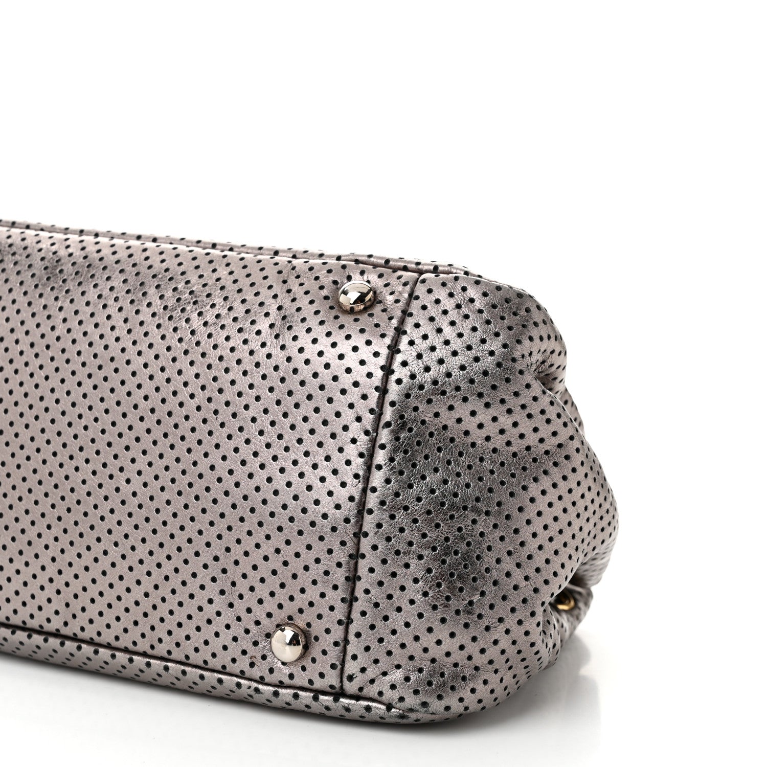 Chanel Metallic Crackled Calfskin Perforated Drill Shoulder Bag Silver 10 of 10