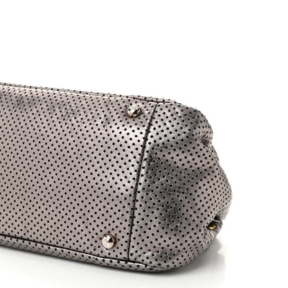 Chanel Metallic Crackled Calfskin Perforated Drill Shoulder Bag Silver 10 of 10