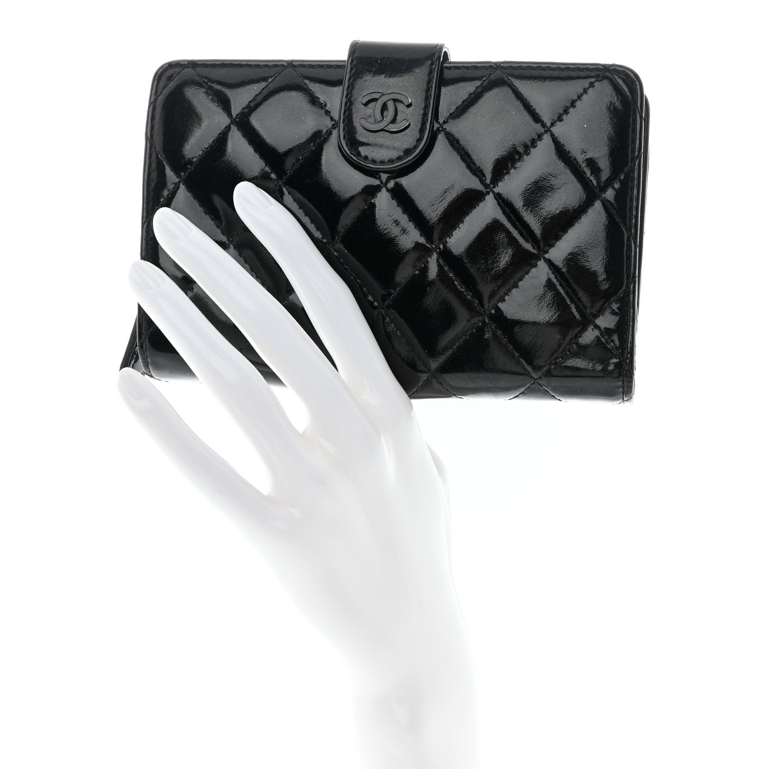 Chanel Patent CC French Wallet Black 2 of 10