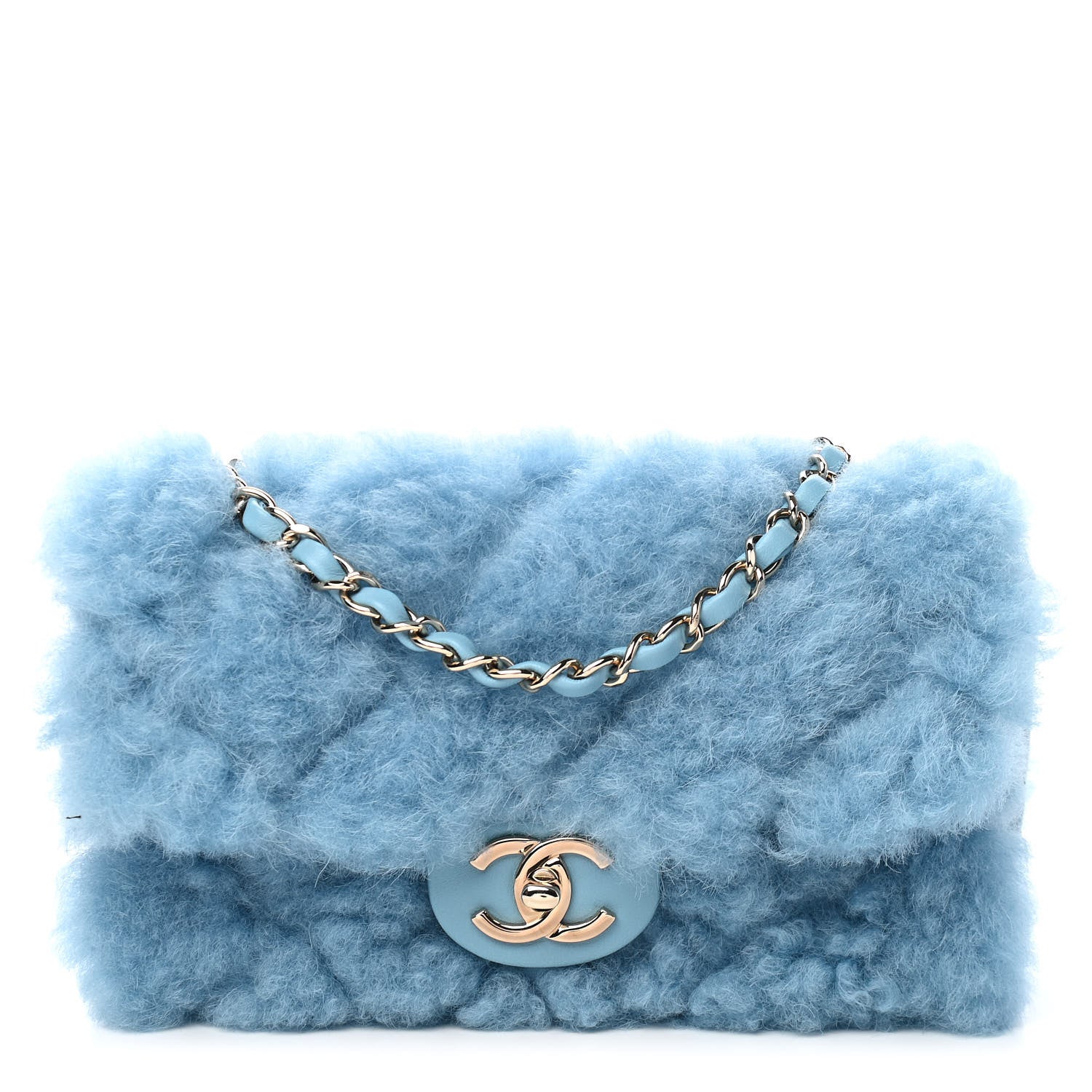 Chanel Shearling Lambskin Quilted Flap Blue 1 of 9