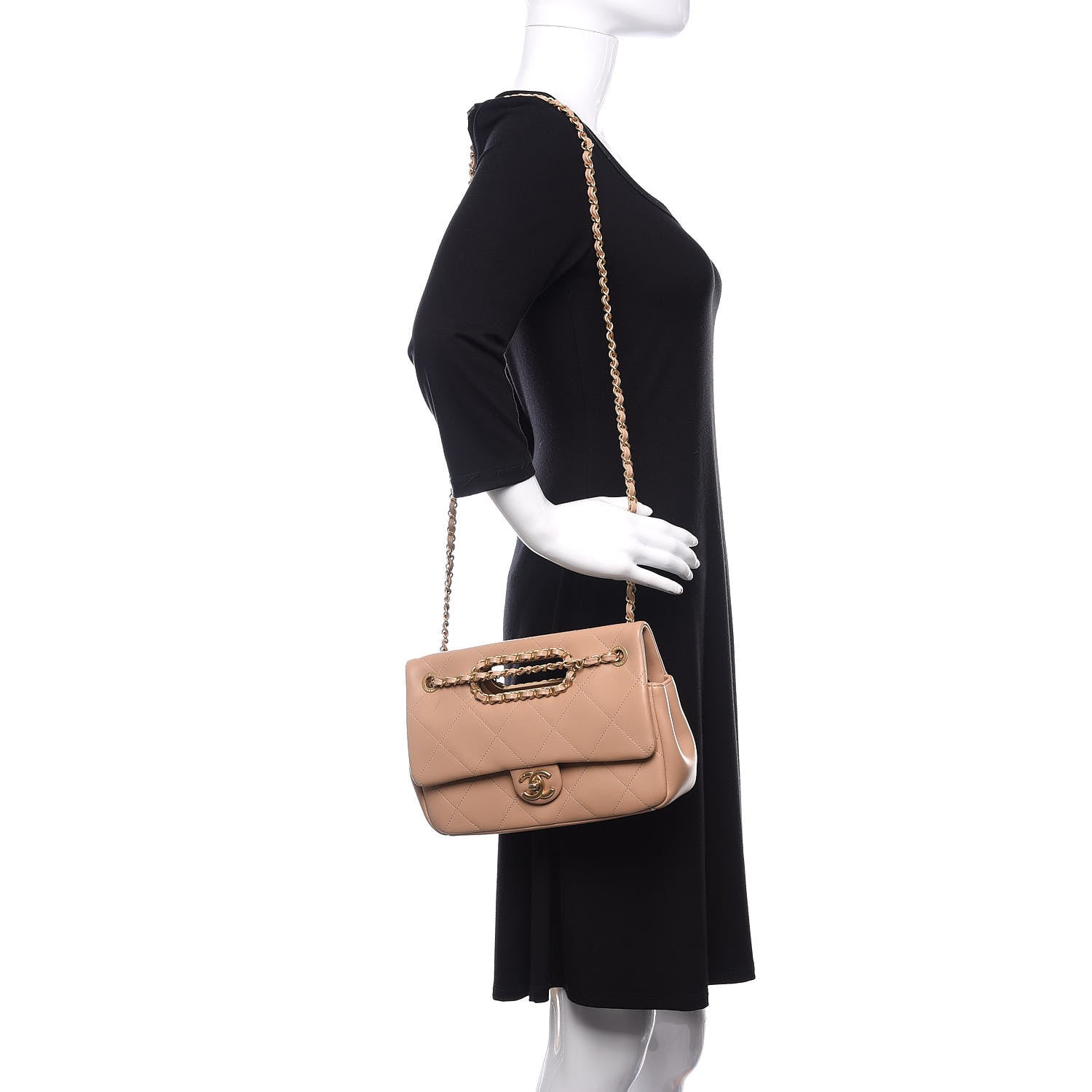 Chanel Lambskin A Real Catch Flap Bag Beige 2 of 11