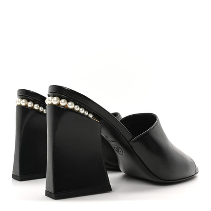 Chanel Shiny Goatskin Pearl Mule 37 Black 5 of 8