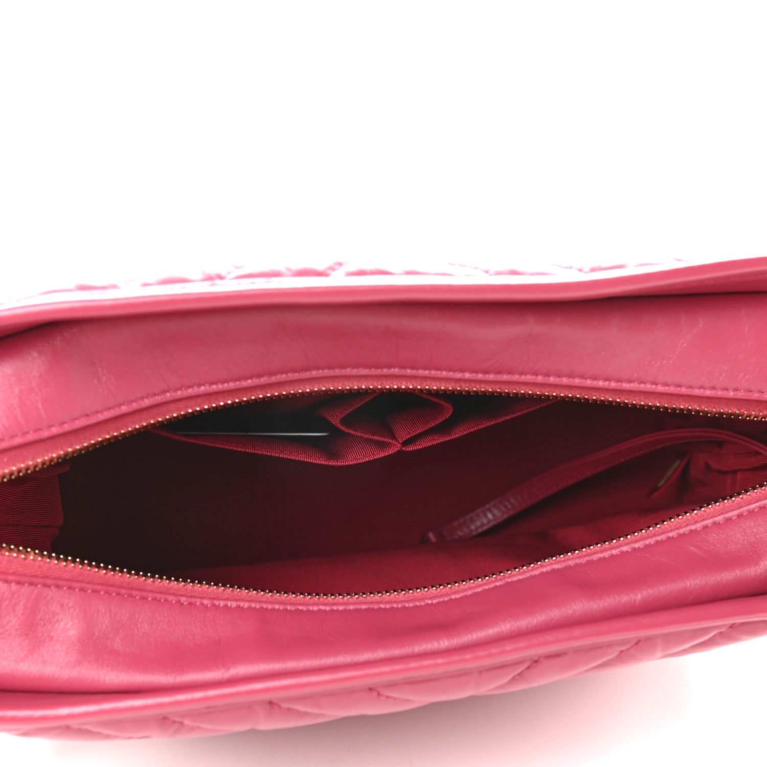 Chanel Aged Calfskin Chevron Quilted Medium Gabrielle Hobo Dark Pink 5 of 9