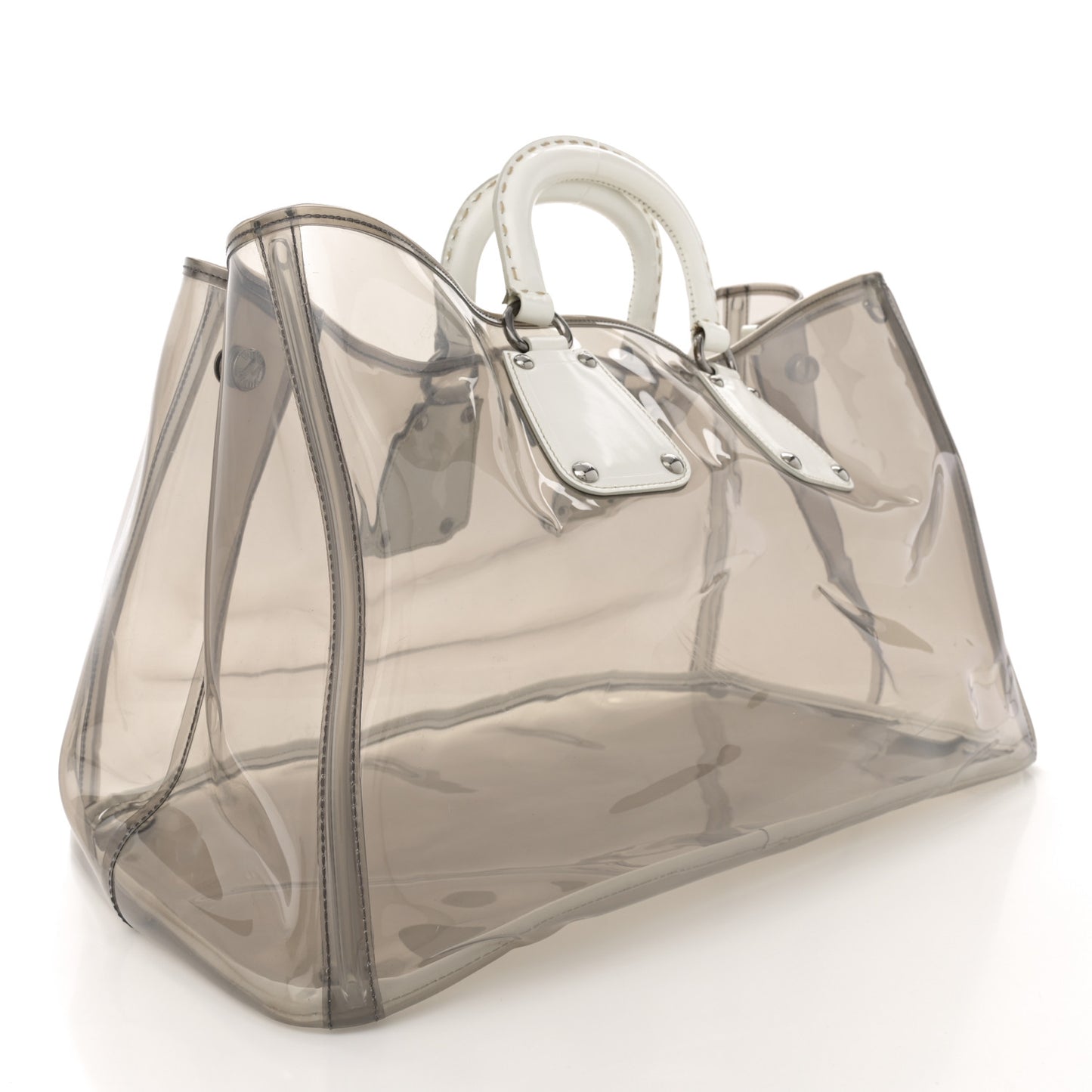 Vinyl Calfskin Tote Transparent White