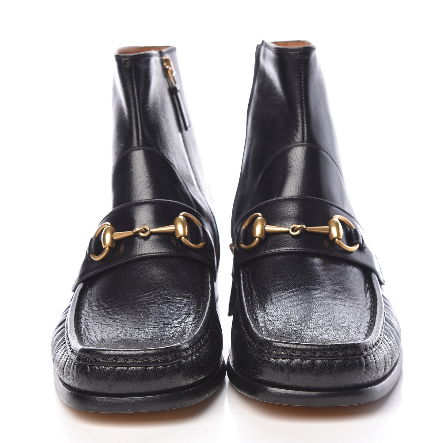 Quentin Goatskin Mens Horsebit Ankle Boots 7 Black