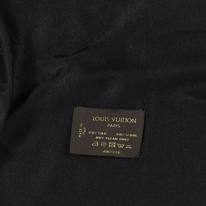 Louis Vuitton Silk Wool Monogram Shawl Black 3 of 3