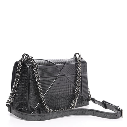 Christian Dior Metallic Patent Micro-Cannage Medium Diorama Flap Bag Onyx Black 3 of 9