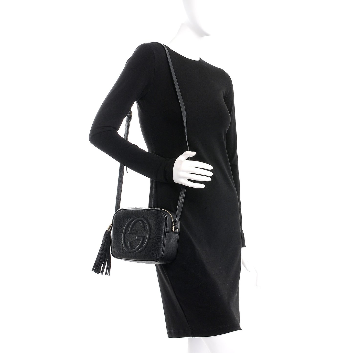 Pebbled Calfskin Small Soho Disco Bag Black