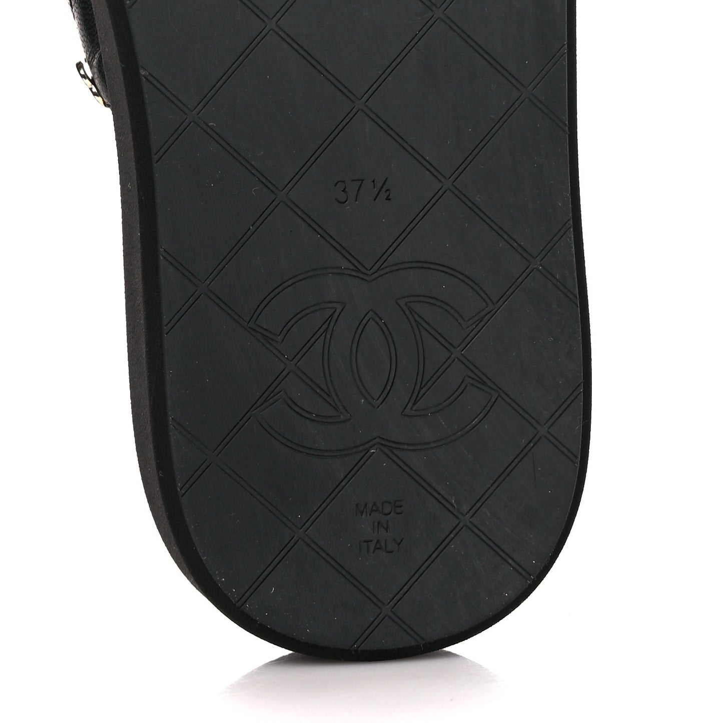 Lambskin Quilted Padded Charms Thong Sandals 37.5 Black