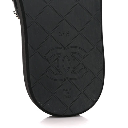 Chanel Lambskin Quilted Padded Charms Thong Sandals 37.5 Black 6 of 8