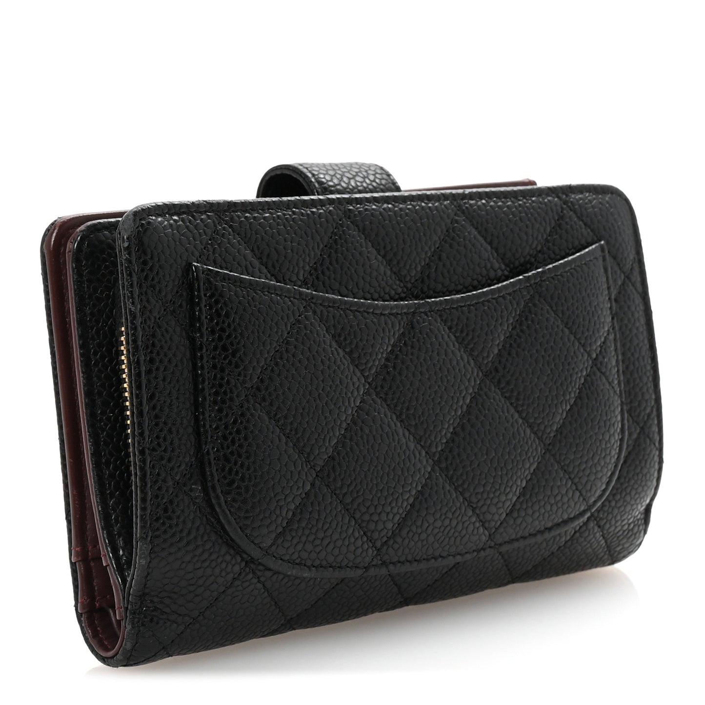 Caviar Quilted Zipped Pocket Wallet Black